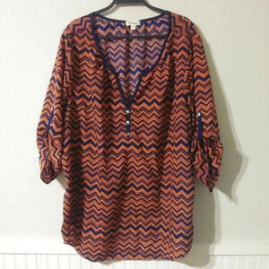 Espresso Print Tunic Top 2X